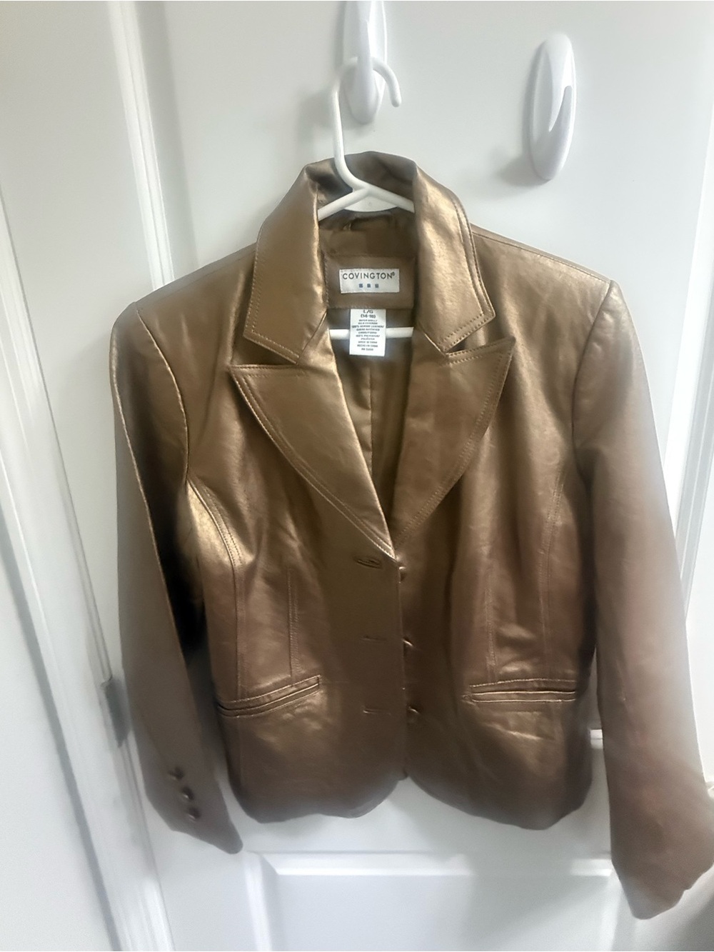 Covington Women's Metallic Bronze Leather Blazer